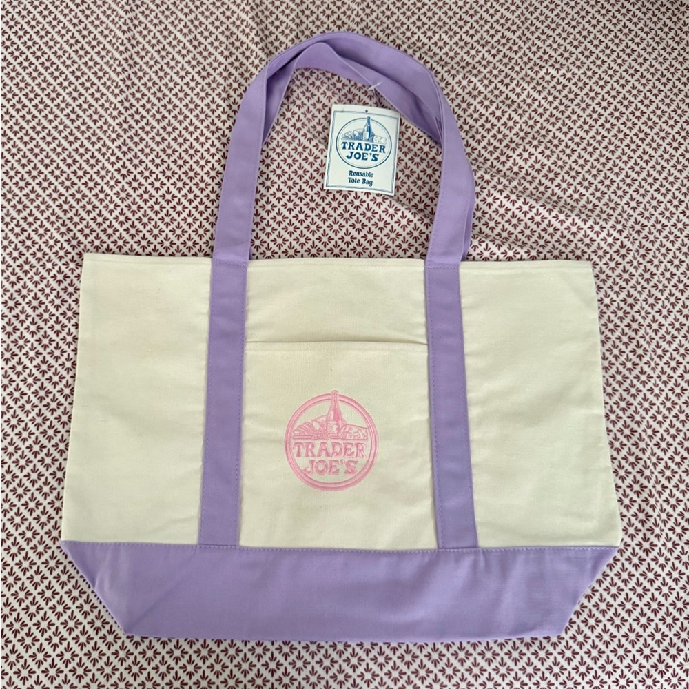 Trader Joes Large Purple Lavender Canvas Tote 2026